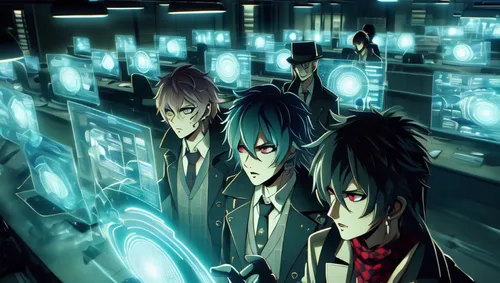 virtual world,cybernetics,black city,anime 3d,cyberspace,neon human resources,the three magi,cyber,game illustration,cyber crime,madhouse,anime cartoon,cyber glasses,underworld,massively multiplayer o