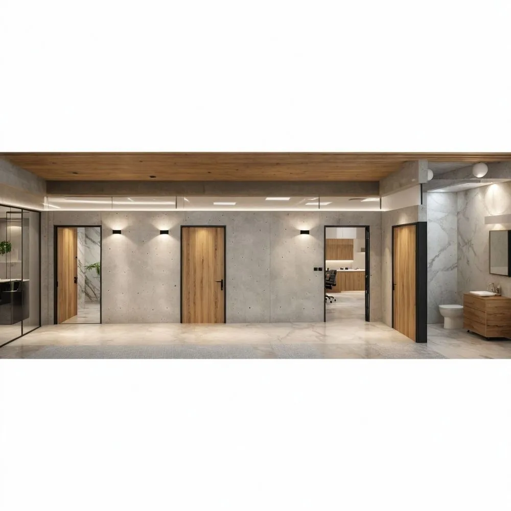 the interior of an elegantly designed building with minimalism