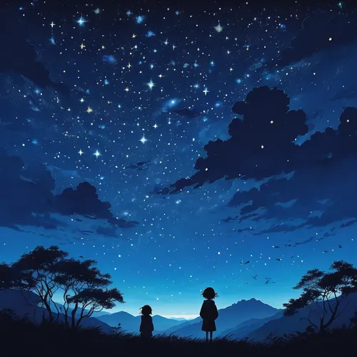 Create a mysterious dark blue sky with shimmering stars.,starry sky,night stars,falling stars,the night sky,night sky,nightsky,star sky,the moon and the stars,the stars,stargazing,starlight,constellat