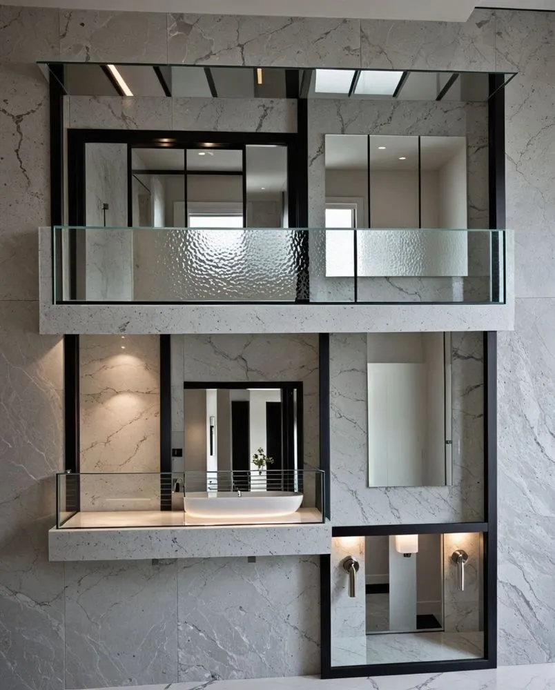 modern glass building with sink inside