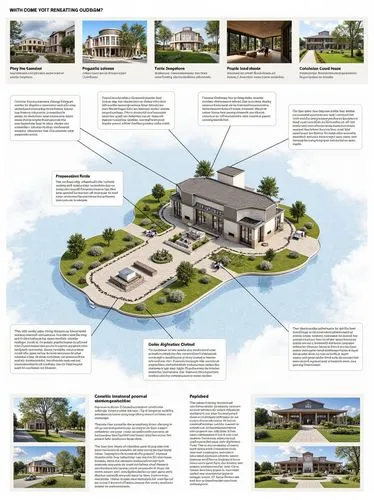 create a editorial diagram setup for a tabloid size page, the diagram must content architectural images and text explaining the content
,an architectural design is shown with several diagrams