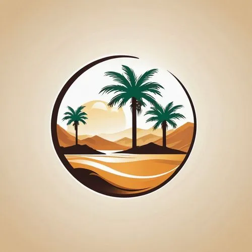 Oasis  in a desert,Oasis  Logo. palm tree and water in a circle logo design,palm tree vector,khaimah,palmilla,palm pasture,aqim,date palms