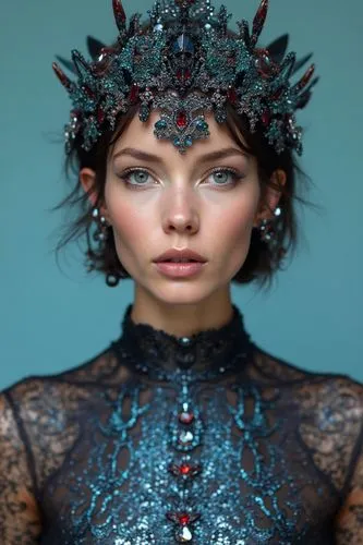 High quality photography. Professional and well-centered photography. Câmera Dslr D7500 – Nikon. Stunning diva, young, full body, model, 1990 style. Queen fantasy, crown of scintilant blue saphyres, f