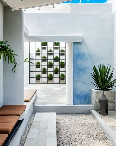 luis barragan  style architecture, modern, white stone  walls, pure style architecture, big luxury house, forest ambience, merida place, wabi sabi, blue sky background, clarity 60, guidance scale, Sid