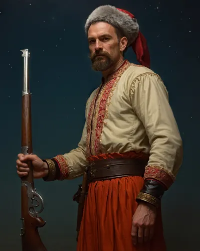 an old man in red and orange holding a gun,tugrul,sandokan,janissary,ertugrul,naqshbandi,marakkar,caiaphas,turanshah,hodja,balkhi,moghul,efendi,aesulapian staff,hacaoglu,parajanov,elfatih,aramaean,ham