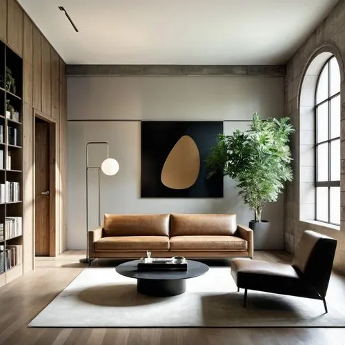 a living room with a couch and a table with a chair,minotti,anastassiades,cassina,henningsen,mahdavi,danish furniture