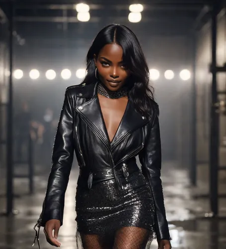 black skin,agent provocateur,dark chocolate,black leather,leather,femme fatale,fierce,ebony,black models,runway,leather jacket,bad girl,black angel,dark angel,black jane doe,black woman,silk,brandy,ph