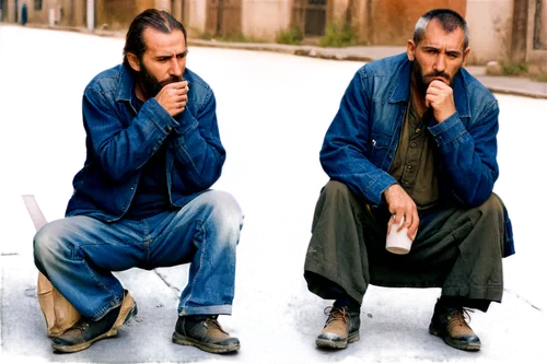 Homeless man, beggar, holding a worn-out cup, messy beard, dirty clothes, tattered jacket, ripped pants, worn shoes, sad eyes, hopeless expression, sitting on street corner, morning light, soft focus,