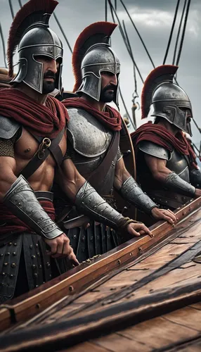 Brave Spartans on the deck of a huge Greek military trireme.,hellenistic-era warships,sparta,vikings,gladiators,gladiator,romans,viking ships,thracian,biblical narrative characters,300s,300 s,viking s
