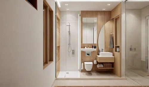 interior room render, tv unit and bed back is in louvers, use light colors, add realistic  materials according to the reference, add lighting
,this is a white tiled bathroom with a wooden cabinet,mode
