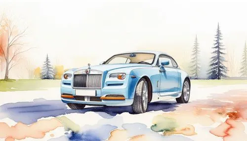 a car is parked in the snow by itself,mitsuoka,drophead,rolls royce,rolls royce car,vfinance,landaulet