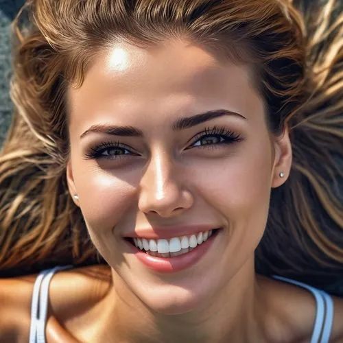 a beautiful woman who is happy on the outside but we can see her sadness from the inside ,a woman in white smiling and lying down,sonrisa,petka,ksenia,ilina,desislava,zitka,Photography,General,Realist