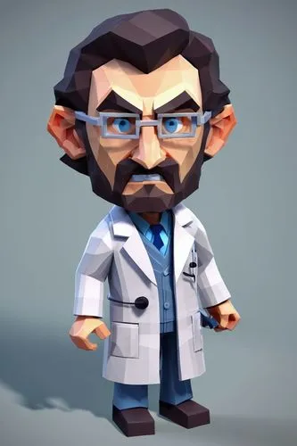 Low Poly,cartoon doctor,theoretician physician,kutner,doktor,doctor,doctorandus,doctorin,docteur,echenique,professedly,doc,professor,profesor,scientist,dr,neurologist,yinsen,doctoroff,clinkenbeard,cov