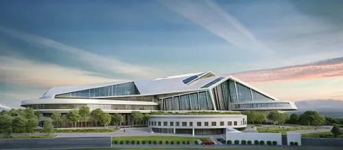 a large modern building with a lot of windows,skolkovo,boryspil,megachurch,vostochny,technopark,mgimo,snohetta,dhammakaya pagoda,sochi,faisal mosque,atyrau,ecthr,futuristic art museum,futuristic archi