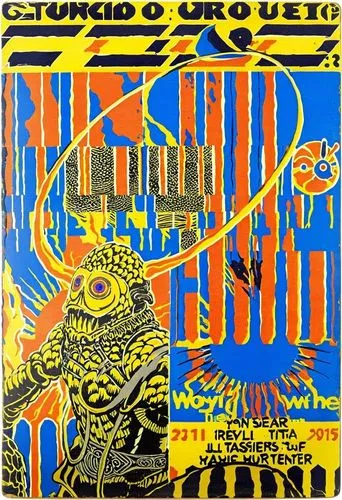 a very colorful poster on a wall,stereo,stereo system,sitar,steroidal,sitars,year of construction 1972-1980,straits,stimuli,stereoscopic,stagnancy,stronghold,upstroke,staid,staunched,strain,3-fold sun