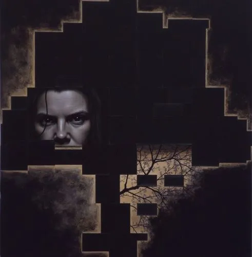  "Impasto oil painting, moody chiaroscuro portrait. A woman's face partially illuminated by a strong side light, casting deep shadows on one side. The light side is rendered with thick, raised impasto