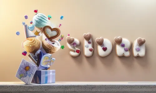 toy's story,clay animation,royal icing,rapunzel,smurf figure,decorative nutcracker,painter doll,decorative letters,sprinkles,little girl with balloons,confectioner,toy story,3d figure,clay doll,sugar 