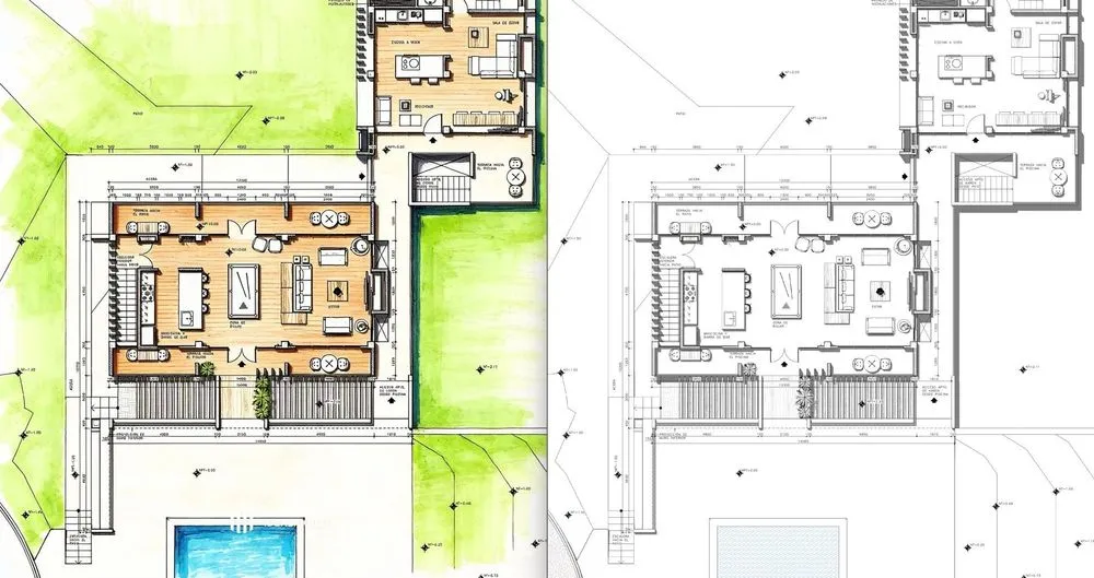 ambientacion de planta arquitectonica