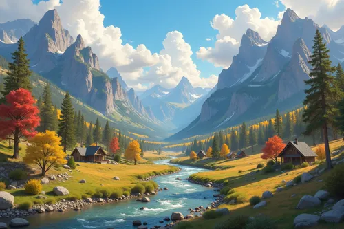 a river surrounded by mountains under cloudy skies,landscape background,prealps,autumn mountains,nature background,proxmire,mountain scene