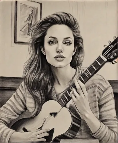 guitar,pencil drawing,musician,woman playing,pencil art,bouzouki,charcoal drawing,pencil drawings,violin woman,mandolin,guitar player,vintage drawing,playing the guitar,woman playing violin,girl with 