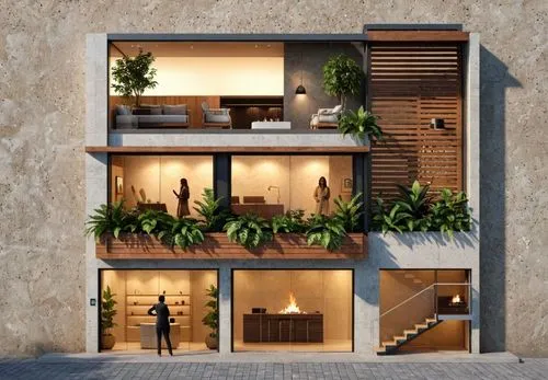 Master Prompt para Promenaid: Fachada Principal Fotorrealista
1. View & Setting

View Type: Direct, perfectly frontal architectural elevation render (no isometric perspective distortion).

Background:
