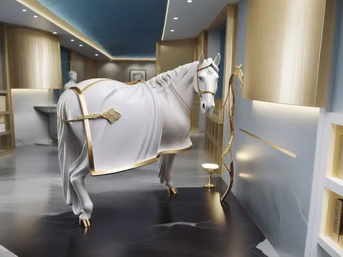 the statue is of a white horse in an elegant fashion setting,cheval,arabian horse,primestar,arabians,prevost,dream horse