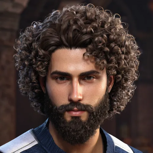 Bastien Curly Hair and Beard for Genesis 8 Male(s),middle eastern monk,male elf,male character,poseidon god face,east-european shepherd,greek god,beard,bearded,bohemian shepherd,sandro,king david,leon