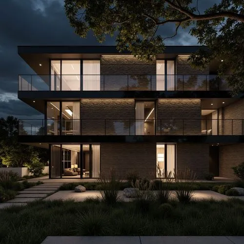 a building with glass walls and grass around it,renders,modern house,modern architecture,dunes house,rendered,mid century house,cantilevers,contemporary,residential,prefab,cubic house,residential hous