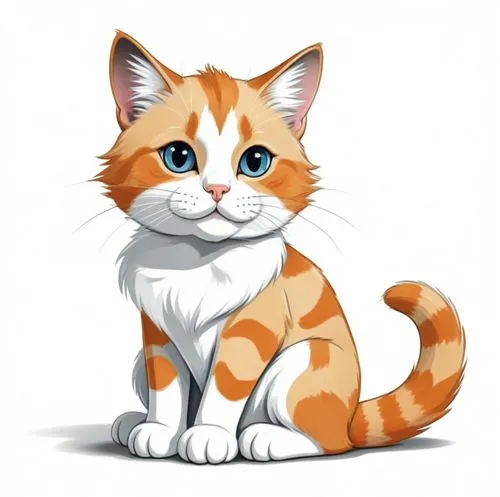 an orange and white kitten sitting down on a white background,orange tabby cat,firestar,orange tabby,red tabby,calico cat,ginger kitten,riverclan,garrison,fireheart,cat vector,ginger cat,brambleclaw,b