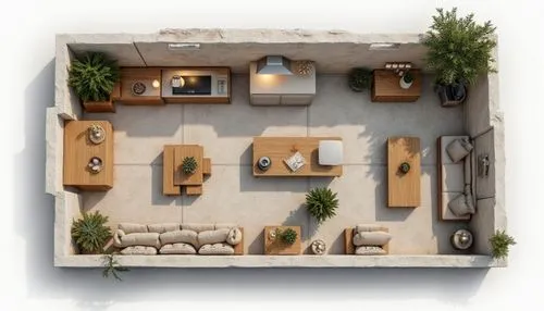 cocina comedor estar modernos con detalles de pintura modernos, suelo de revestimiento ceramico arena con guardas, mesada de granito con bajos mesadas de madera colorada, y ventanas para ventilacion e