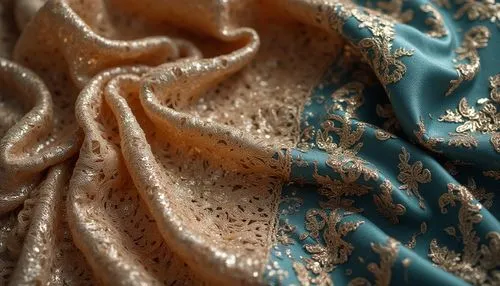 Luxurious velvet fabric, soft silk texture, intricate lace patterns, shimmering satin, glossy leather, rough burlap, transparent glass, reflective metal, delicate porcelain, rugged stone walls, smooth