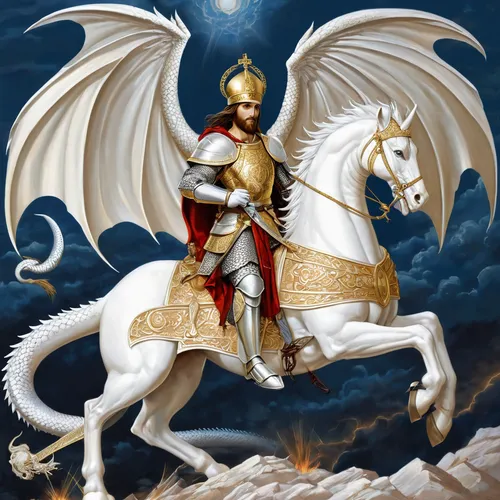 St George And The White Dragon By Donatoarts On Deviantart,pegasus,golden unicorn,pegaso iberia,constellation unicorn,a white horse,sagittarius,st george,white horse,heroic fantasy,unicorn,cavalry,thr