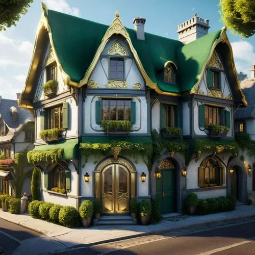 a large home that is in the middle of a street,crooked house,magic castle,townhouses,apartment house,townhouse,crispy house,beautiful home,little house,luxury home,fairy tale castle,house painting,cro