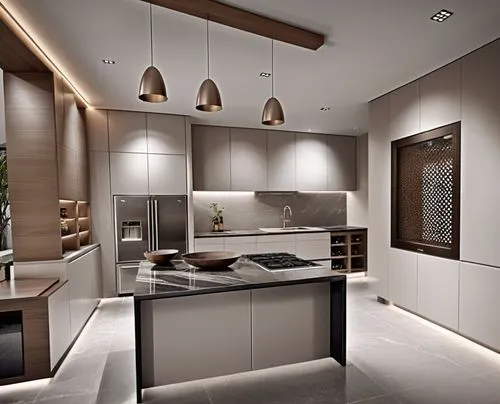 DISEÑO DE COCINA ESTILO MINIMALISTA, DE LINEAS MODERNAS Y DISEÑO CONTEMPORANEO, CON COLORES NEUTROS, PISOS,  BRILLOSOS, ZOCLOS, PLAFON EN COLORE BLANCO, ILUMINACION AMBIENTAL, EXCELENTE REPRESENTACIÓN