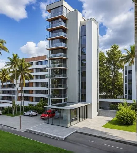 Architecture Design,a modern office building on a city street,coconut grove,fisher island,condominiums,condominium,condos,penthouses,residential tower,multifamily,condo,interlace,modern architecture,l