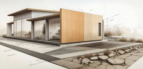 the rendering depicts what is inside the small building,prefab,prefabricated,prefabricated buildings,demountable,prefabrication,vivienda