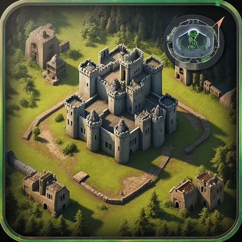 معالج فائق,a castle sits on top of a hill,medieval castle,map icon,castle keep,haunted castle,castle iron market,castle ruins