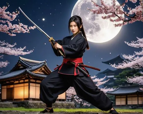 Only generate images in high resolution, 4k, pixar 3d style. Show the whole body. Create a beautiful kunoichi, female ninja. She must have a curvy and slender body. 

 She must be wearing her typical 