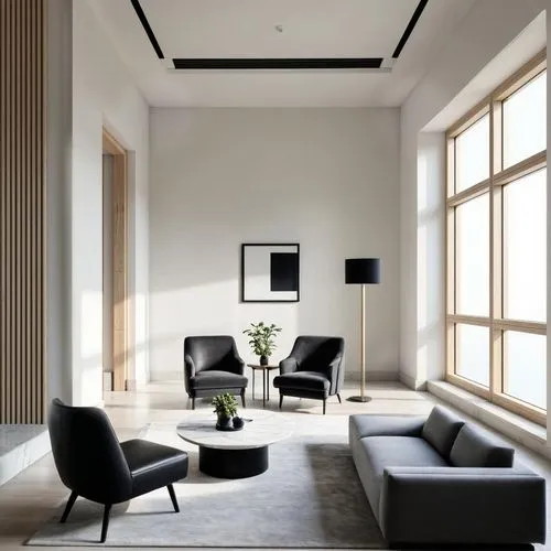 the modern living room features black and white furniture,minotti,contemporary decor,mahdavi,modern minimalist lounge,modern decor,interior modern design