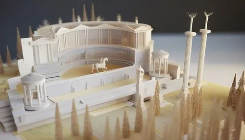 Nymphaeum of Herodes Atticus,metropolis,europe palace,tirith,palaces,3d model,micropolis,diorama,gold castle,paper art,haramain,palace,fantasy city,maquette,philharmonics,sagrada familia,the laser cut