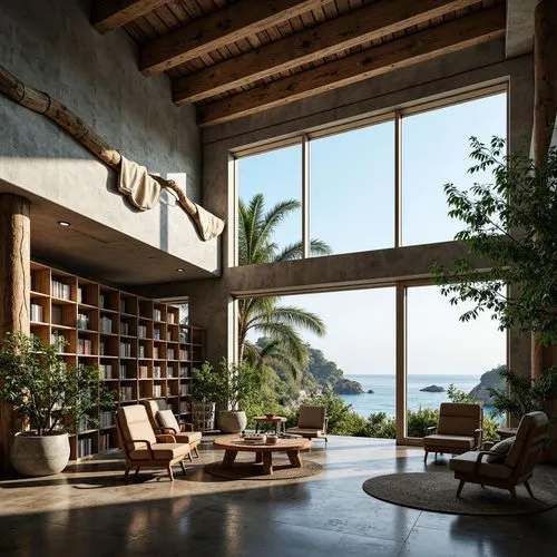 Coastal Library Futurism Style Design Ideas