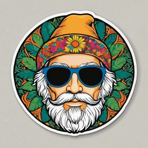 a hippie inspired sticker that takes elements from 1960’s and 1970’s hippie movements, and the theme is "Bush Doofs"

,roshi,deadheads,maharishi,rastafari,furthur,hippie,eavis,hippy,deadhead,hippie ti