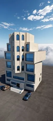 An ultra-realistic, photorealistic architectural visualization of the exact multi-story residential-commercial building shown in image_0.png. The scene is rendered in crisp, high-definition (8k resolu