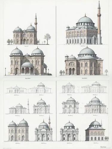 A diagram showing the process of building with each step represented by different architectural sketches and digital construction models of building structures and dimensions. The left side features t