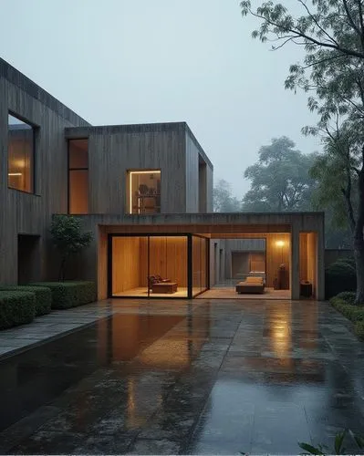  ,the house is built inside of the forest,modern house,forest house,cube house,timber house,corten steel,cubic house