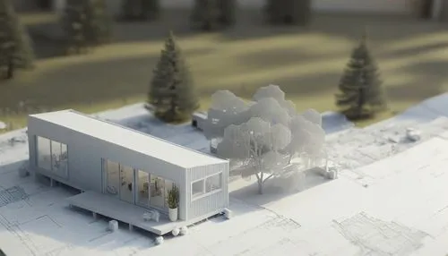 Maqueta Casa Modular,snohetta,3d rendering,sketchup,cubic house,revit,model house,passivhaus,render,snow house,modern house,snow roof,cube house,residential house,arkitekter,archidaily,unbuilt,miniatu