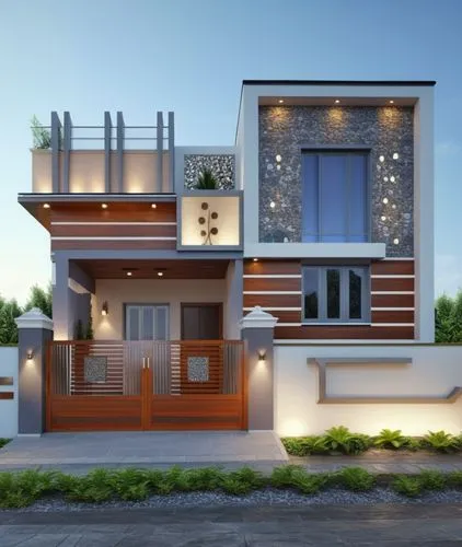 an architectural model of a house with a balcony,modern house,two story house,residential house,3d rendering,modern architecture,exterior decoration