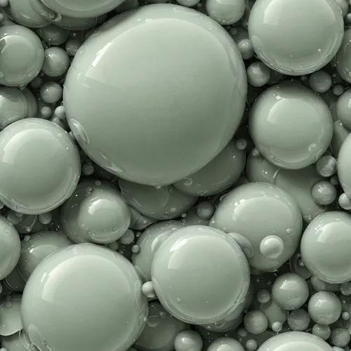 a bunch of smooth-edge bubbles, digital art, inspired by Herbert Bayer, zbrush central, in sage green shades, porcelain forcefield, vertical wallpaper, glossy surface, abstraction chemicals, ambient o