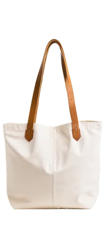 Tote bag, white canvas, brown leather straps, golden buckle, soft padding, casual style, relaxed pose, natural folds, morning light, 3/4 composition, shallow depth of field, warm color tone, realistic