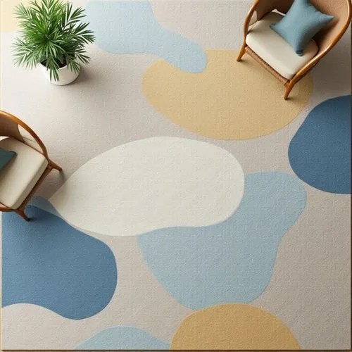 abstract beige and blue rug, home staging,ikea style,an artistic rug features abstract circles on a neutral color palette,ceramic floor tile,background pattern,wallpapering,carpets,parquetry,floor til